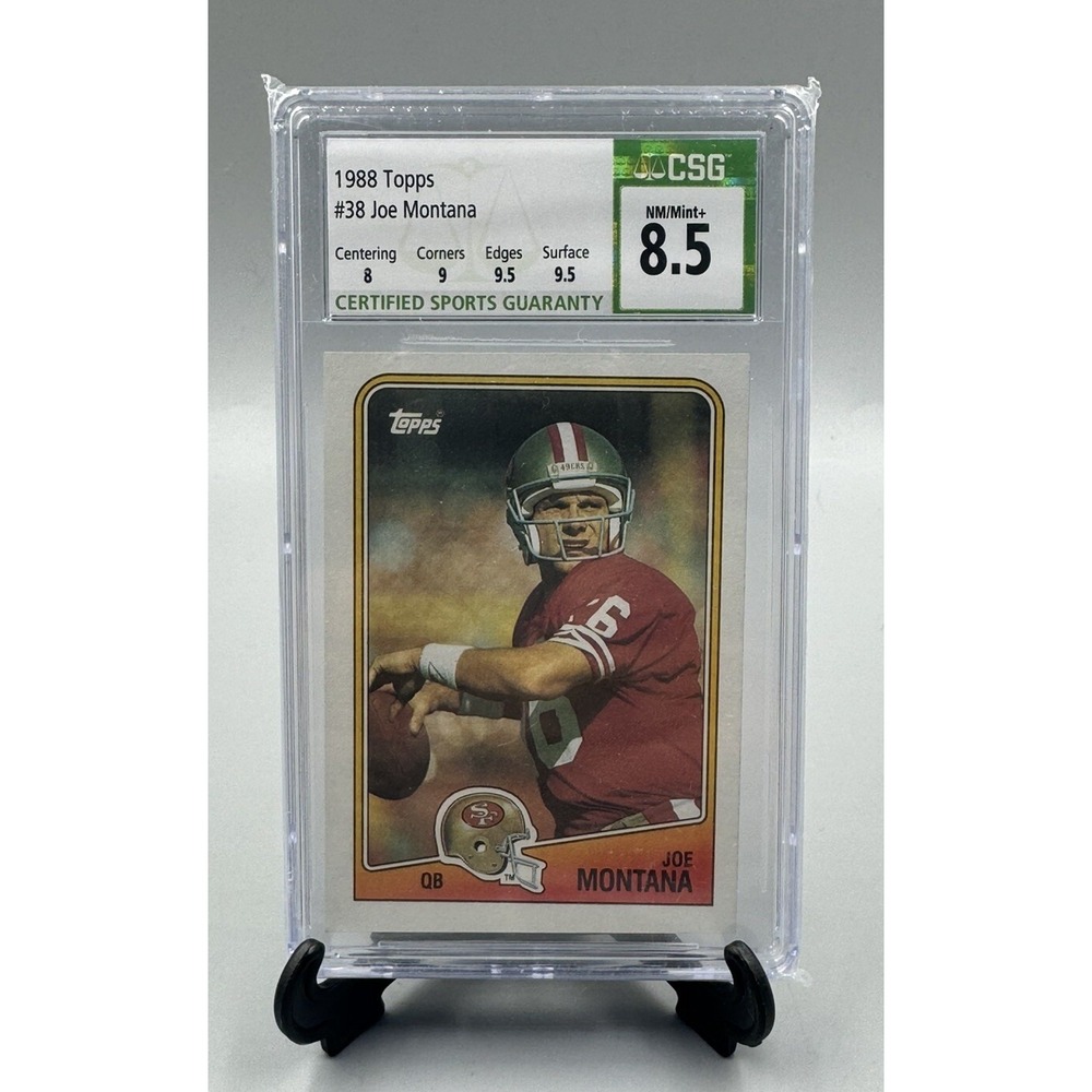 Joe Montana 1988 Topps Football Card #38 GRADED MINT CSG 8.5